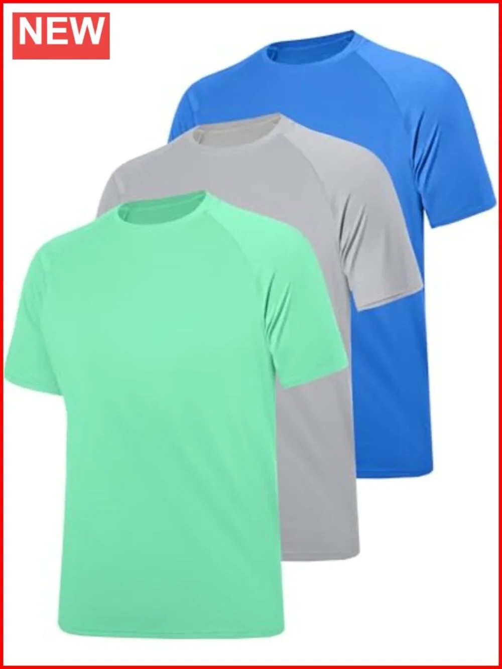 3 Pack Men's UPF 50+ Sun Protection Rash Guard Shirts Quick Dry UV Swim Shirt